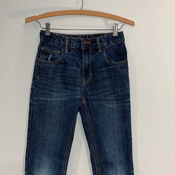 GAP KIDS Skinny Straight Fit Jeans Dark Wash Denim Distressed Adjustable Waist - Picture 2 of 10